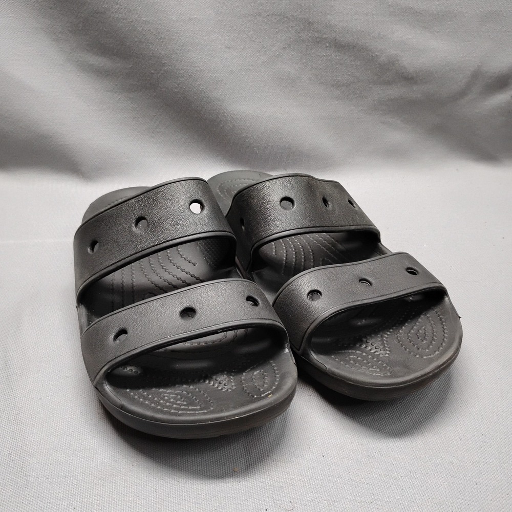 Crocs Classic Sandal Black Mens 6 Womens 8 Double Strap Slides